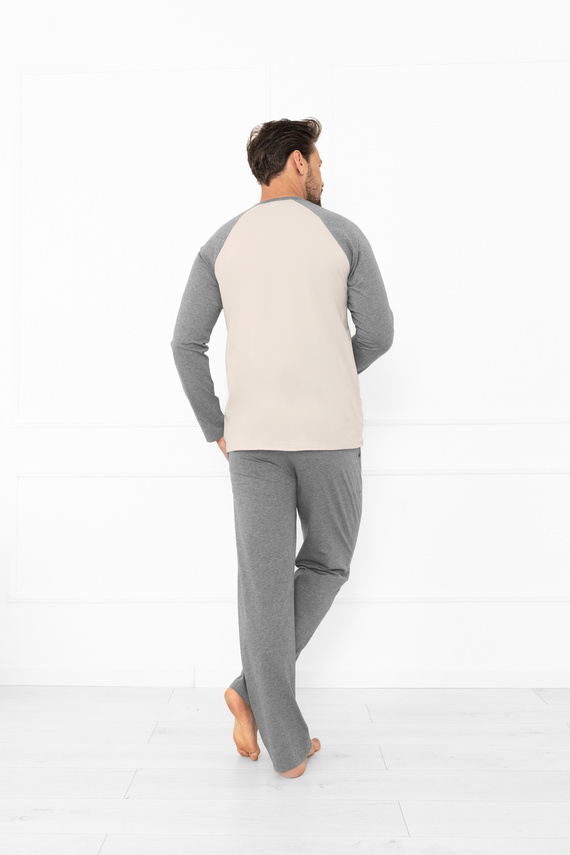 Alexander Herren Schlafanzug Italian Fashion beige - Baumwolle, lang. ärmel und Hosen