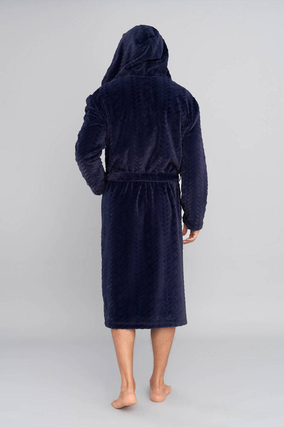 Zygmunt Herren Bademantel mit Kapuze Italian Fashion - navy blue 