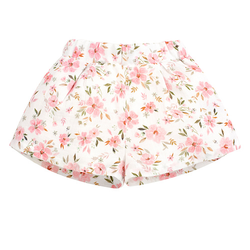 Blumenfarbene Pinocchio-Musselin-Shorts für Mädchen