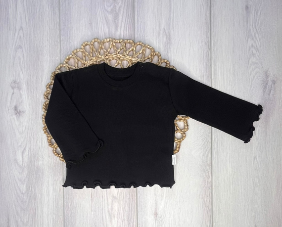 BI006 Mamatti Langarmbluse für Mädchen – Schwarz