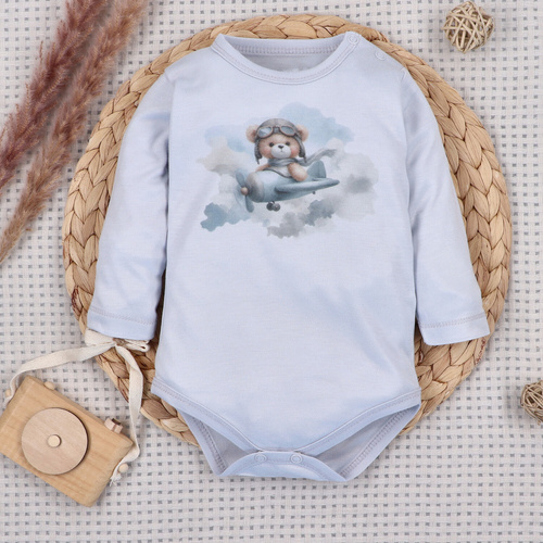 NINI ABN-5746/JSZ Babybody für Säuglinge 100% Bambus Baby Bear Pilot mit Druckknöpfen