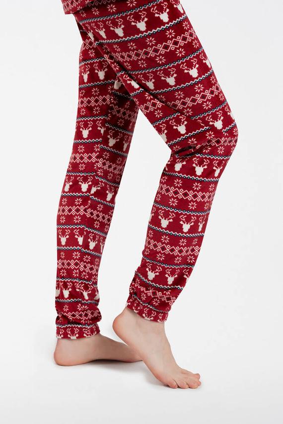 Island Fleece Damen Set Italienische Mode - burgunderfarbener Druck 