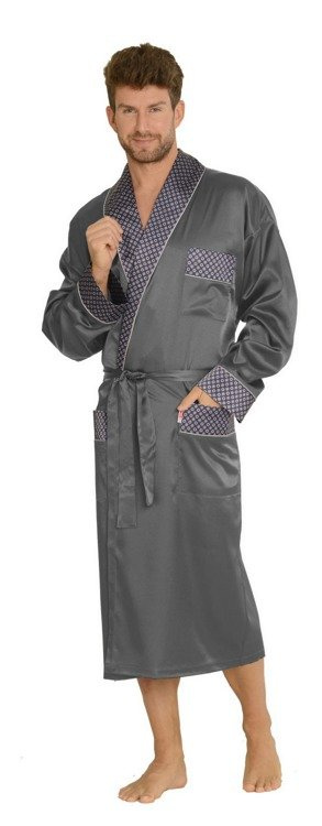940 Forex Herren-Bademantel aus Satin - grau