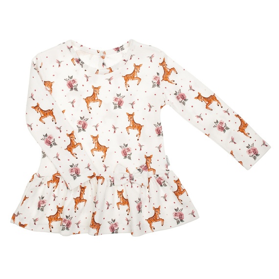 216138 Lala – Nicol Mädchenbluse, Baumwolle, lange Ärmel, Rehkitze