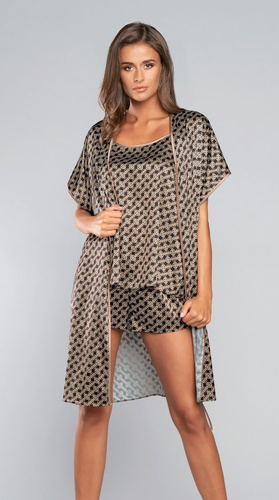 Ellipse Kurzarm-Bademantel Italian Fashion - braun