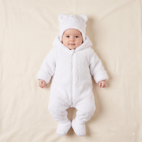 Nicol 225270 Baby-Overall mit Kapuze und Füßchen, Motiv Bär