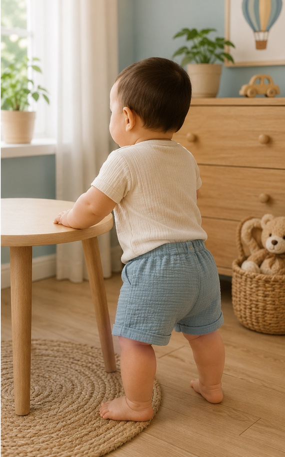 SZ55308 Mamatti Musselin Shorts mit Taschen und Holzknöpfen für Kinder