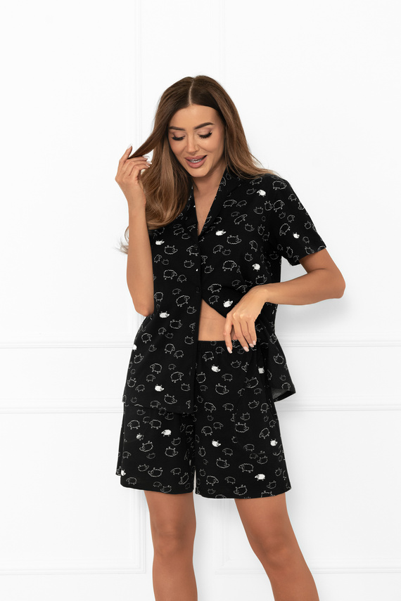 Damen Schlafanzug Bonnie - kurze Ärmel, kurze Hose, Baumwolle MEGA SOFT Italian Fashion  