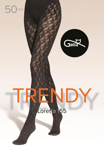 Loretta 155 Gatta Damenstrumpfhose – geometrisches Muster, 50 den, matt – Nero