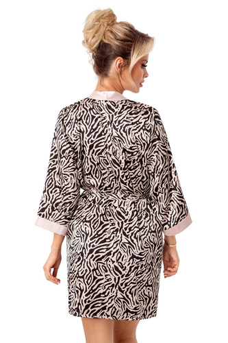 Beiger Morgenmantel Sheila Donna – eleganter Damen-Morgenmantel aus Satin mit Gürtel