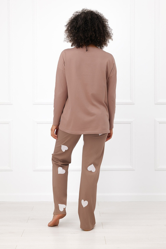 Italian Fashion Mila Damen lange Pyjama Mega Soft Herzen Taschen