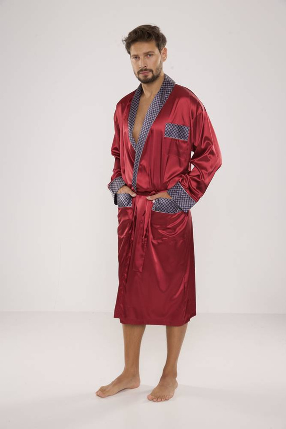 940 Forex Bademantel aus Satin für Männer - kastanienbraun