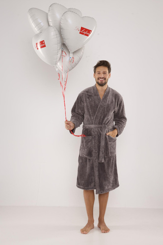 391 Hugo Herren Bademantel De lafense - grau