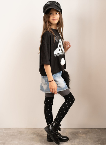 Twilight 2527 Knittex-Strumpfhose 50 den – schwarz mit silbernem Sternenmuster | Modisch und elegant