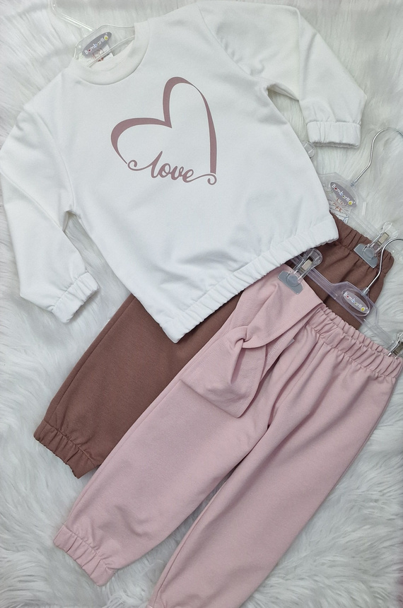 Ecrufarbenes Kinder-Sweatshirt „Love Heart Bambarillo“ – Sweatshirtstoff, Baumwolle mit Elasthan