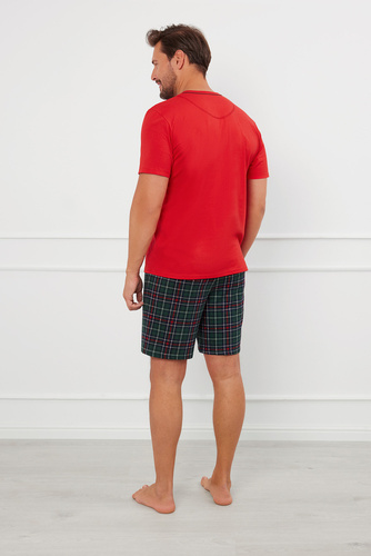 Fogo Herren Kurzarm-Pyjama, Shorts Italian Fashion - rot/print