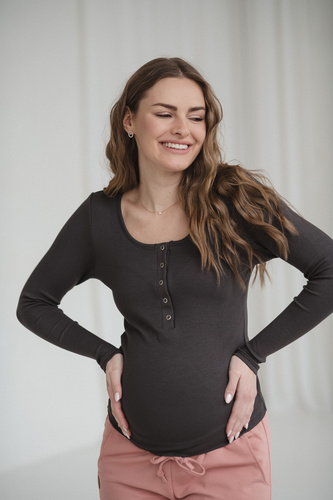 Tummy Milk&Love Umstands- und Stillshirt aus Viskose graphite