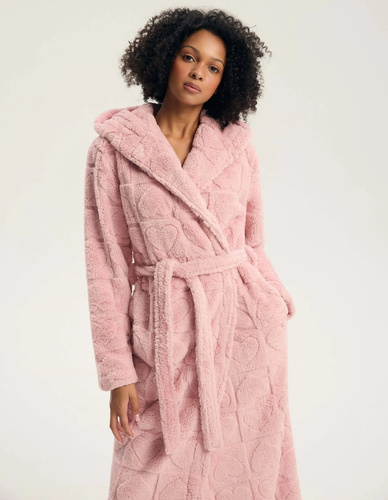 Henderson Gitte 45427 Damenbademantel Pink Weich mit Kapuze und Taschen