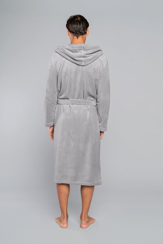 Mimas Herren Bademantel mit Kapuze Italian Fashion- grau 