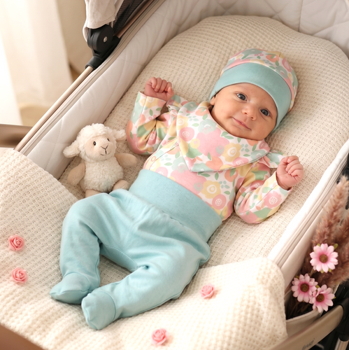 Babyset NINI Colorful Fruits Bio-Baumwolle Body Strampler Mütze Mädchen