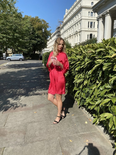 370 Laurine Forex Damen Morgenmantel - Himbeere