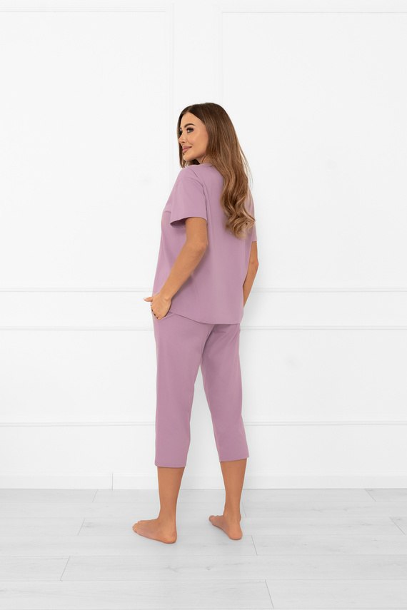 Damen Schlafanzug Ksara - kurzarm, Hose 3/4, Baumwolle Italian Fashion - heather 