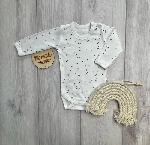Mamatti BD16226 Babybody aus Baumwolle mit langen Ärmeln und Sternenprint