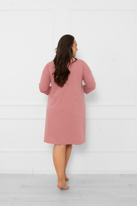 Damen Nachthemd Akita - Baumwolle, 3/4 Ärmel, Blumenapplikation Italian Fashion