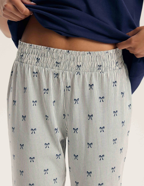Henderson Gaela 45431 Damen-Pyjama 3/4 aus 100% Baumwolle, Steel Blue