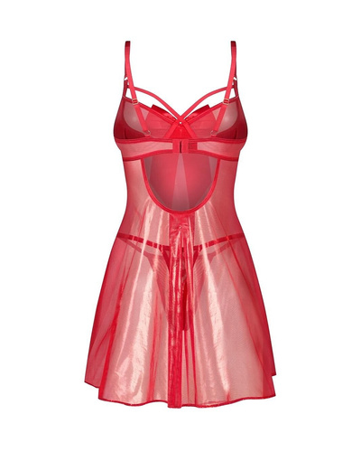 Obsessive Gifty Red Babydoll Rotes Damen-Nachthemd mit Bügeln + Stringtanga