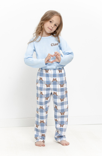 Mädchen-Pyjama Taro 3649 Coco Sahnefarben 100% Baumwolle Langarm