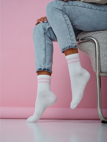 Damen Baumwollsocken Milena 0200 – gerippt bequem für Alltag pink