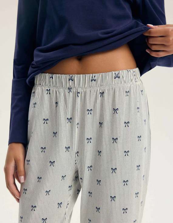 Henderson Gaela 45430 Damenlange Pyjama 100% Baumwolle mit Grafik