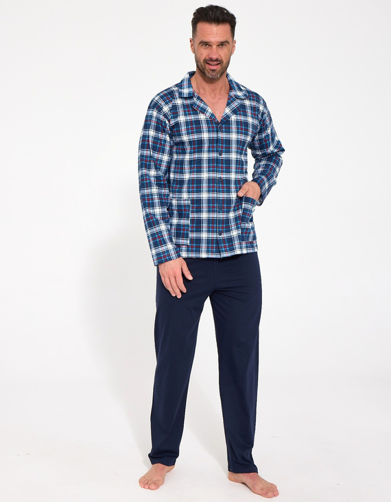 Herren-Pyjama Cornette 114/86 zum Aufknöpfen, 100% Baumwolle, kariert
