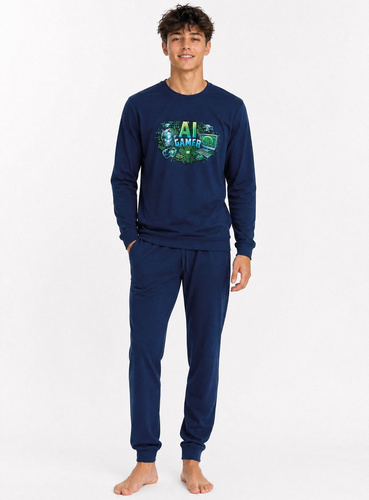 Jugend-Pyjama Cornette F&Y 998/61 AI Dunkelblau 100% Baumwolle Lang
