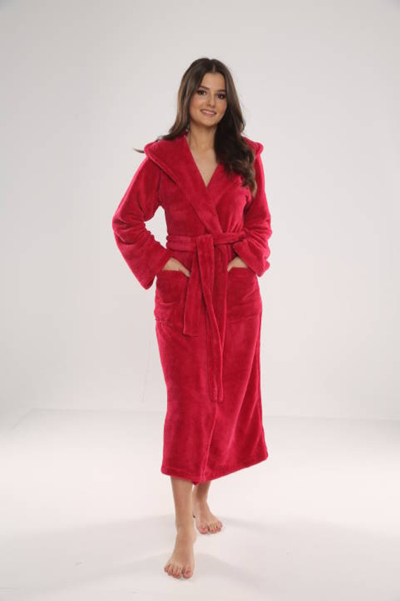 807 Luna II Ladies' Long Dressing Gown Forex - Himbeere