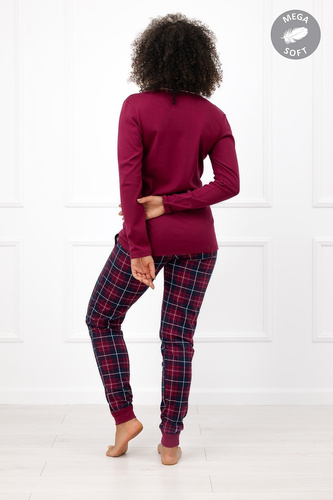 Italian Fashion Brenda Damenpyjama Mega Soft lang kariert mit Taschen
