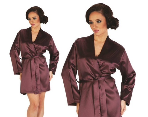 797 Klassischer Forex Damenbademantel - Pflaume/Pflaume