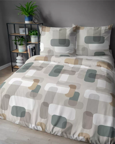 5487 A Detexpol Satin Stories Satinbettwäsche, grau | 100 % Baumwolle, Satinbindung, Reißverschluss, Geschenkverpackung