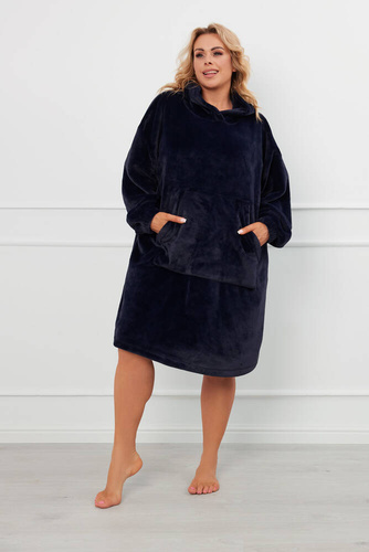 Forio Deckenbluse mit Kapuze unisex Italienische Mode - navy blau