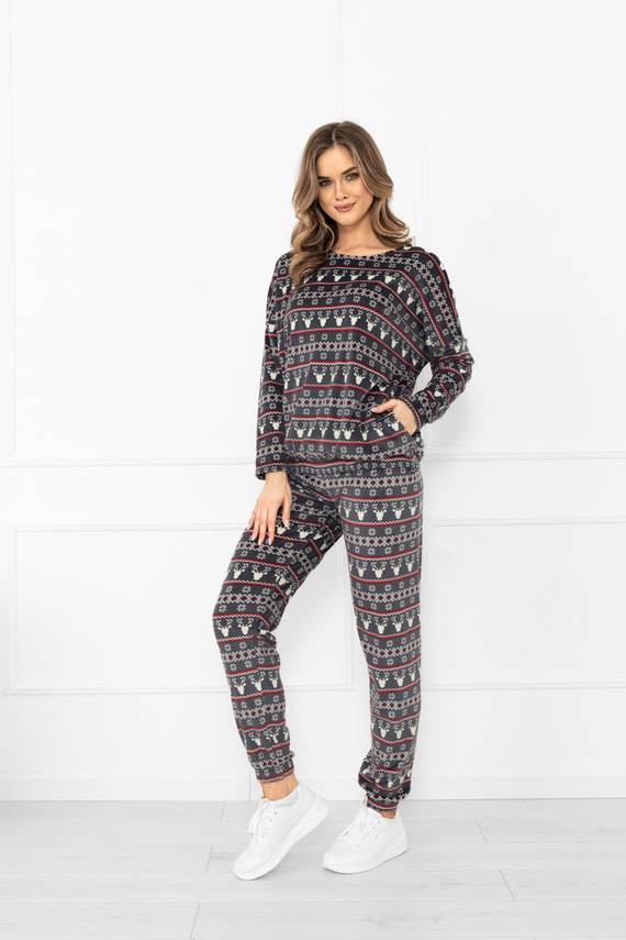 Damenset Navara - Fleeceset im Weihnachtsmuster mit Rentier Italian Fashion - graphit 