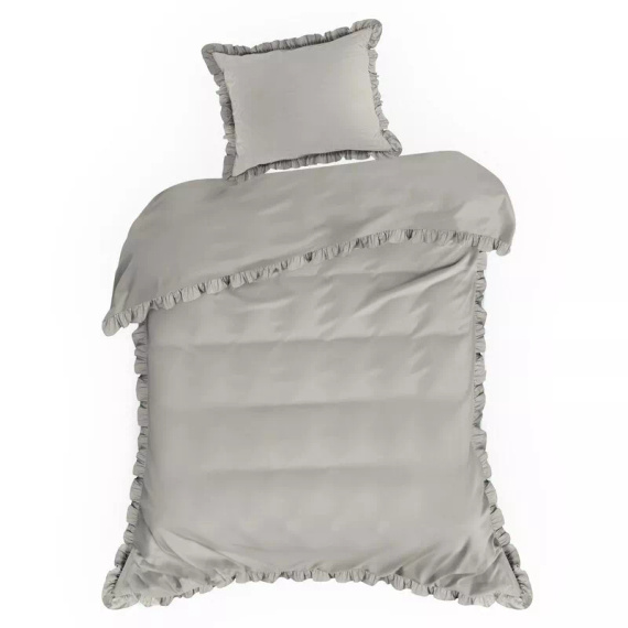 Bettwäsche aus Baumwolle mit Rüsche Eurofirany 100% Baumwolle mit Reißverschluss beige
