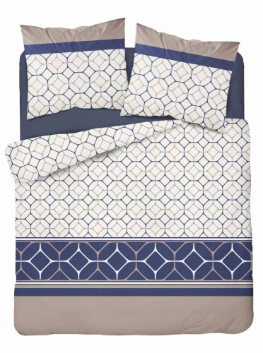 5039 Eine Mikrofaser-Bettwäsche mit sechseckigem Detexpol-Motiv, Marineblau