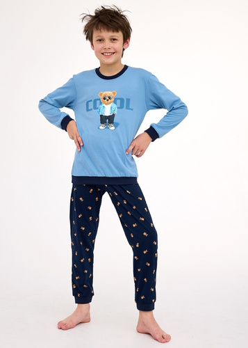 593/181, 766/181 Cornette Cool 2 Jungenpyjama, blau – Baumwolle, lange Ärmel