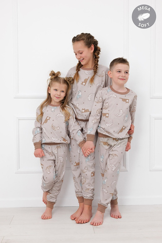 Italian Fashion Filka Kinder-Pyjama Mega Soft lang mit Katzen warm
