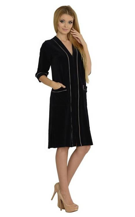 974 / 352 Velours Damenbademantel Forex - marineblau