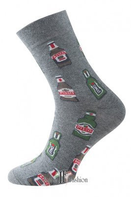 S79D Herren Bier Socken Italienisch Mode Füße - melange