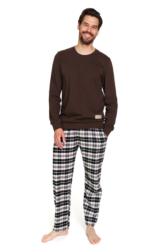 7334 Doctor Nap Herrenpyjama – Baumwolle und Flanell, Brownie-Karomuster
