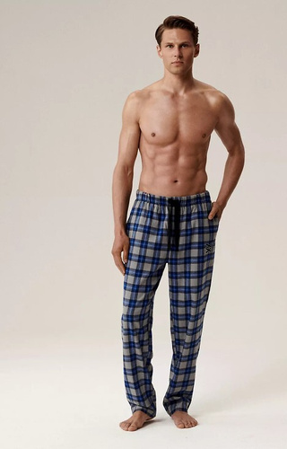 NMB -045 Atlantic Grey – karierte Flanell-Pyjamahose für Herren