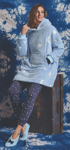 Milana Sorbetto Decken-Sweatshirt – blau, Fleece, im Dunkeln leuchtend